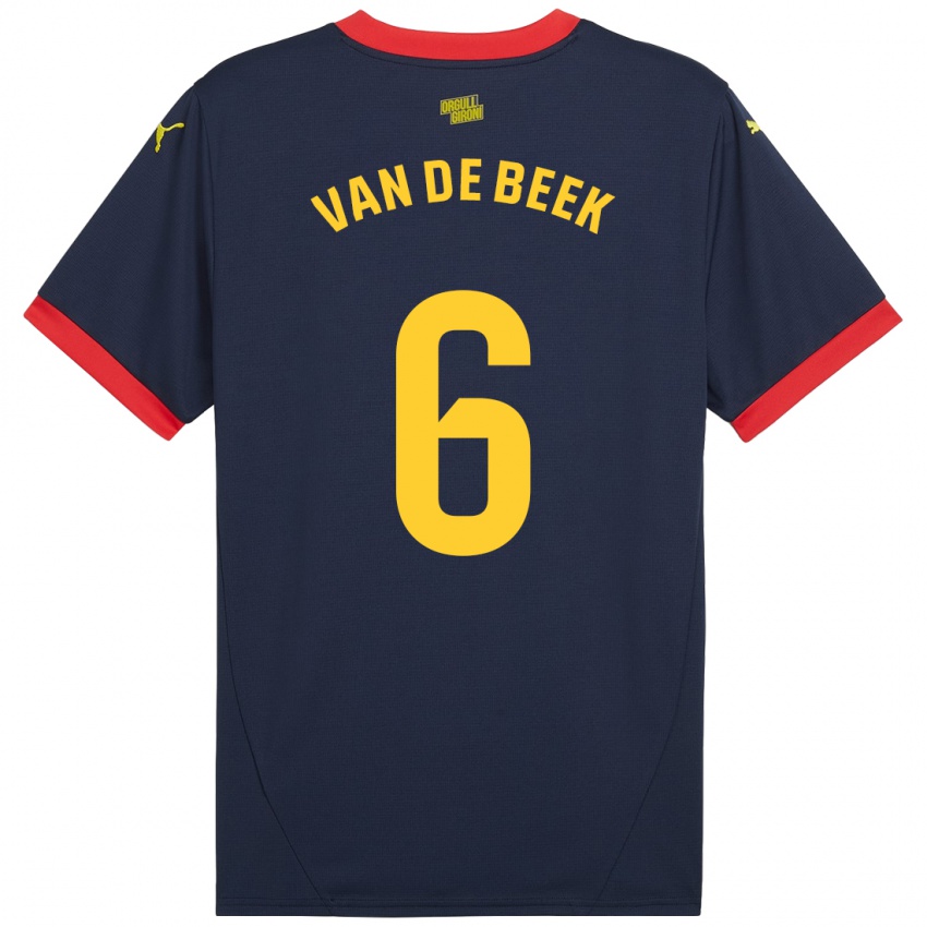 Niño Camiseta Donny Van De Beek #6 Azul Marino Rojo 2ª Equipación 2024/25 La Camisa