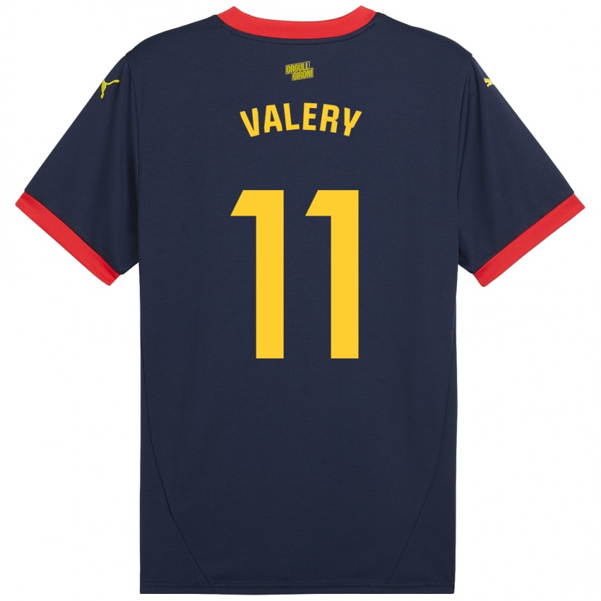 Niño Camiseta Valery Fernández #11 Azul Marino Rojo 2ª Equipación 2024/25 La Camisa