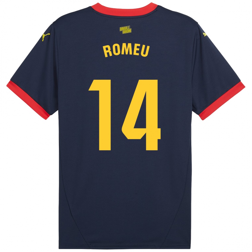 Niño Camiseta Oriol Romeu #14 Azul Marino Rojo 2ª Equipación 2024/25 La Camisa