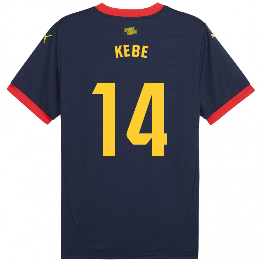 Niño Camiseta Moussa Kébé #14 Azul Marino Rojo 2ª Equipación 2024/25 La Camisa