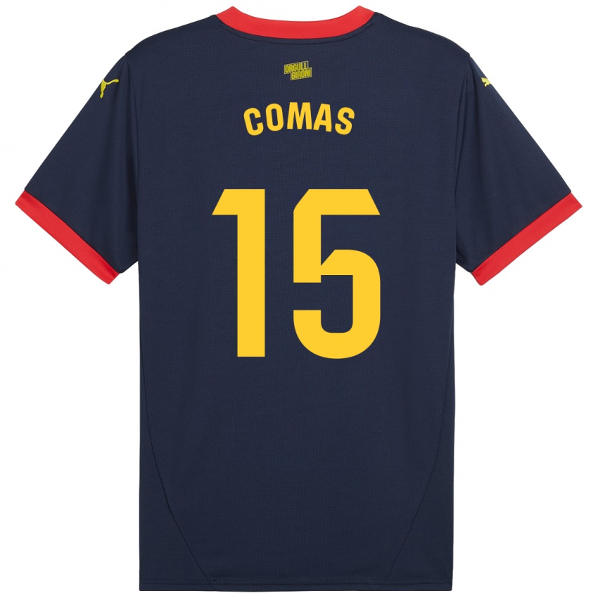 Niño Camiseta Oriol Comas #15 Azul Marino Rojo 2ª Equipación 2024/25 La Camisa