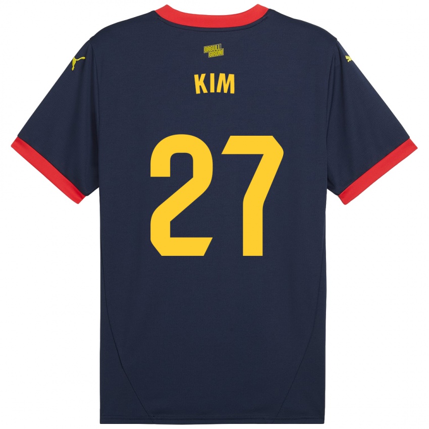 Niño Camiseta Min-Su Kim #27 Azul Marino Rojo 2ª Equipación 2024/25 La Camisa