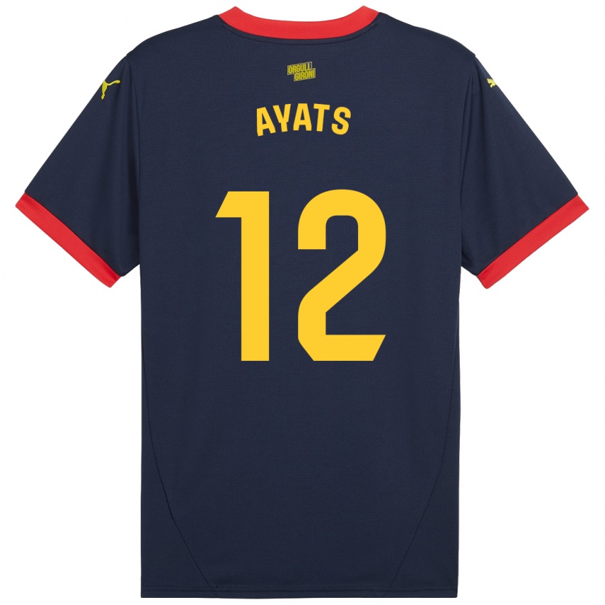 Niño Camiseta Mònica Ayats #12 Azul Marino Rojo 2ª Equipación 2024/25 La Camisa