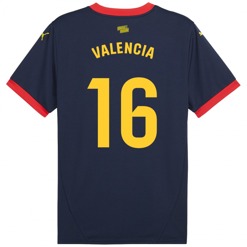 Niño Camiseta Carla Valencia #16 Azul Marino Rojo 2ª Equipación 2024/25 La Camisa