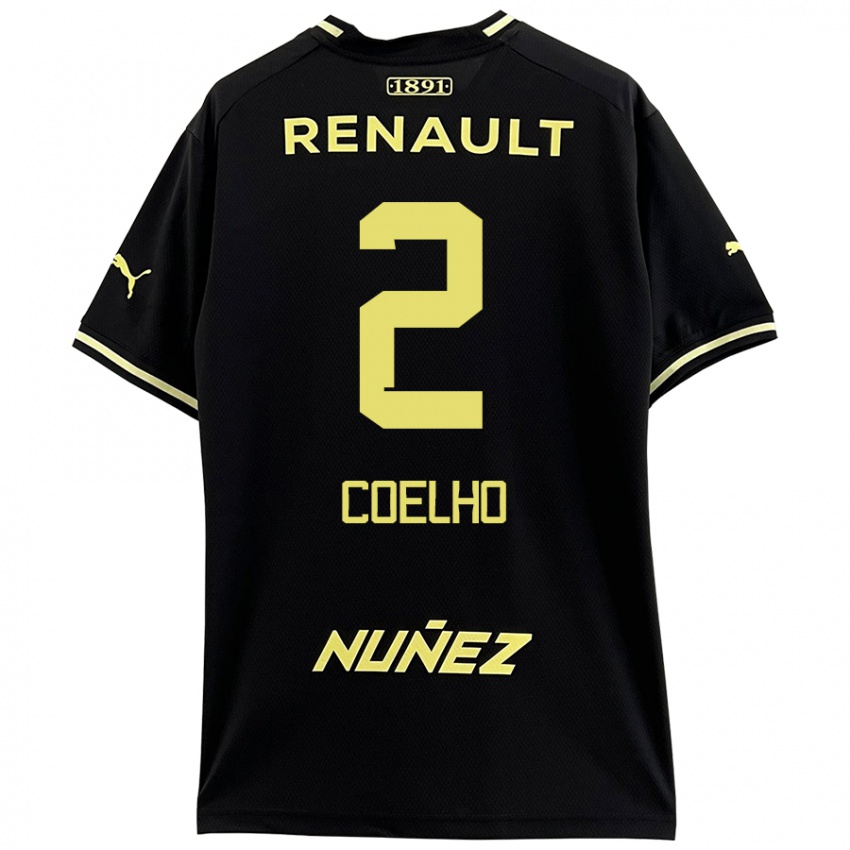 Niño Camiseta Léo Coelho #2 Negro Amarillo 2ª Equipación 2024/25 La Camisa