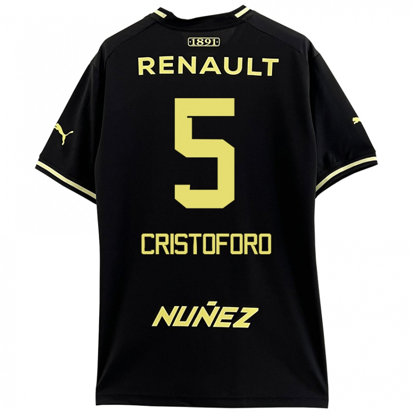 Niño Camiseta Sebastián Cristóforo #5 Negro Amarillo 2ª Equipación 2024/25 La Camisa