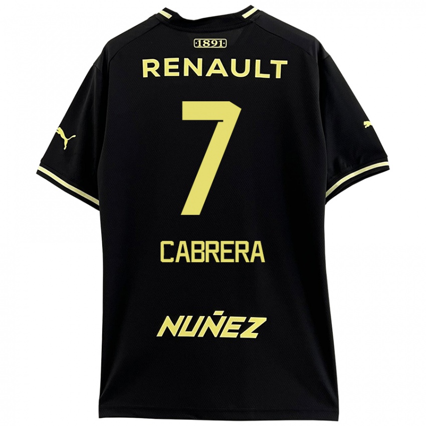 Niño Camiseta Javier Cabrera #7 Negro Amarillo 2ª Equipación 2024/25 La Camisa