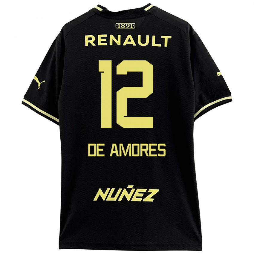 Niño Camiseta Guillermo De Amores #12 Negro Amarillo 2ª Equipación 2024/25 La Camisa