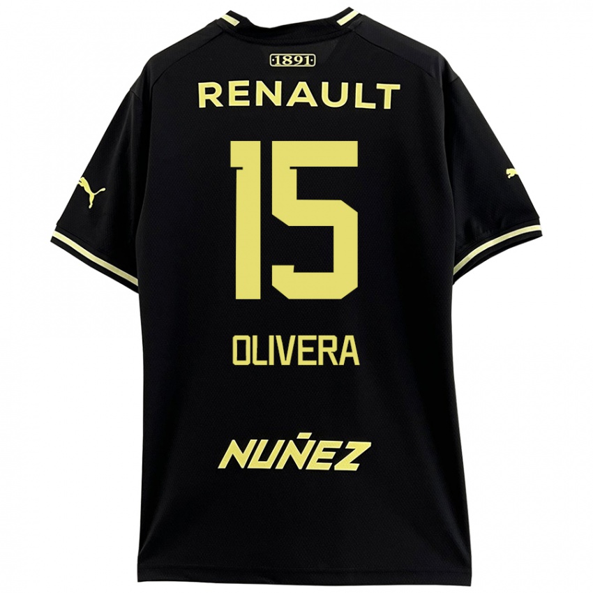 Niño Camiseta Maximiliano Olivera #15 Negro Amarillo 2ª Equipación 2024/25 La Camisa