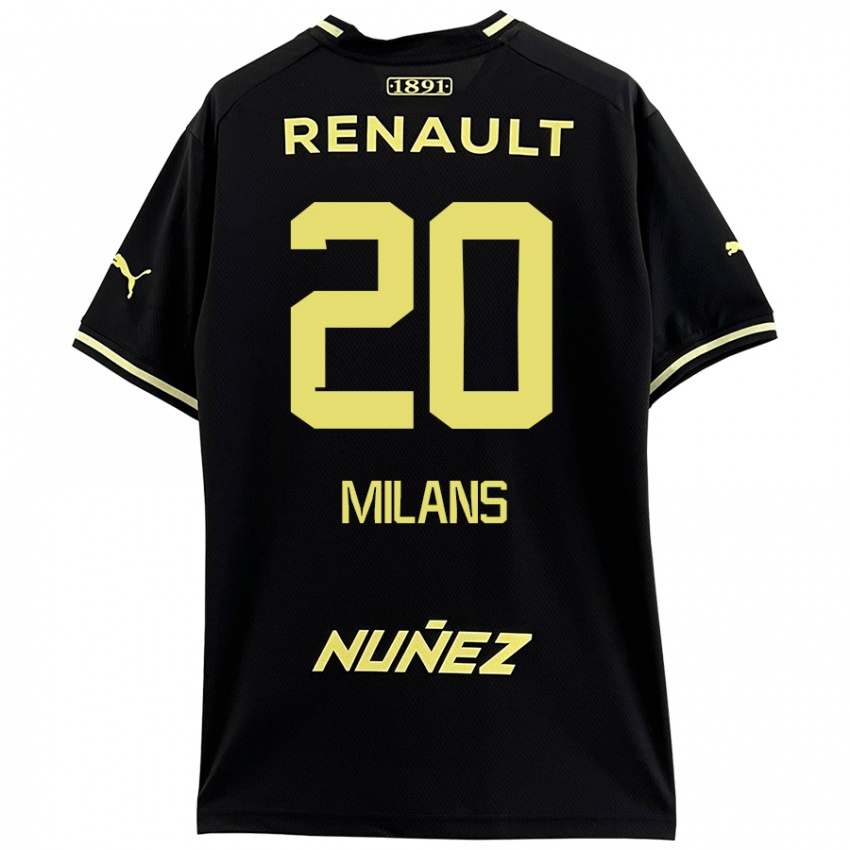 Niño Camiseta Pedro Milans #20 Negro Amarillo 2ª Equipación 2024/25 La Camisa