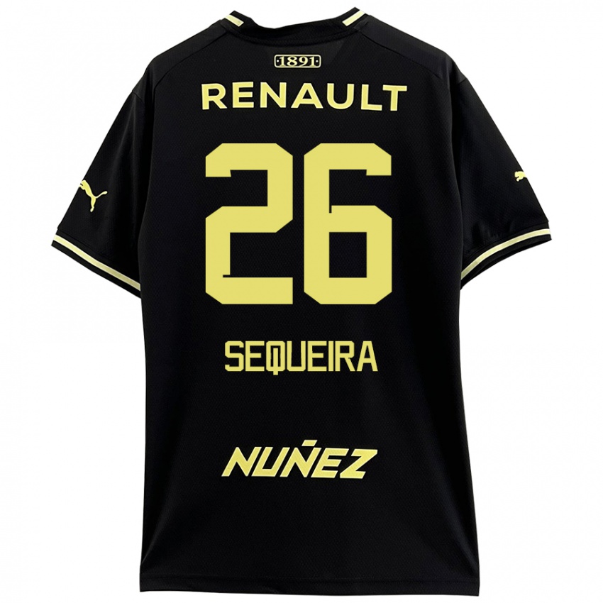 Niño Camiseta Leonardo Sequeira #26 Negro Amarillo 2ª Equipación 2024/25 La Camisa