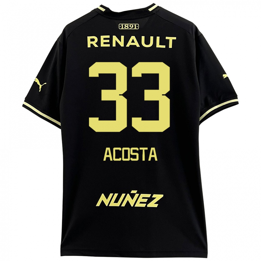 Niño Camiseta Nahuel Acosta #33 Negro Amarillo 2ª Equipación 2024/25 La Camisa