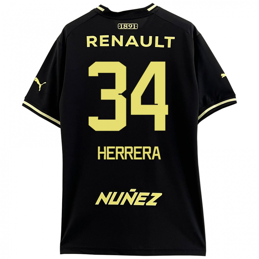 Niño Camiseta Nahuel Herrera #34 Negro Amarillo 2ª Equipación 2024/25 La Camisa