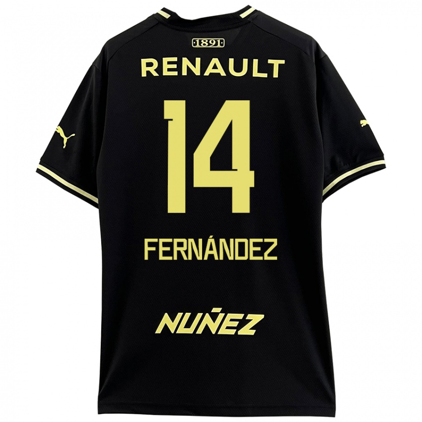 Niño Camiseta Faustino Fernández #14 Negro Amarillo 2ª Equipación 2024/25 La Camisa