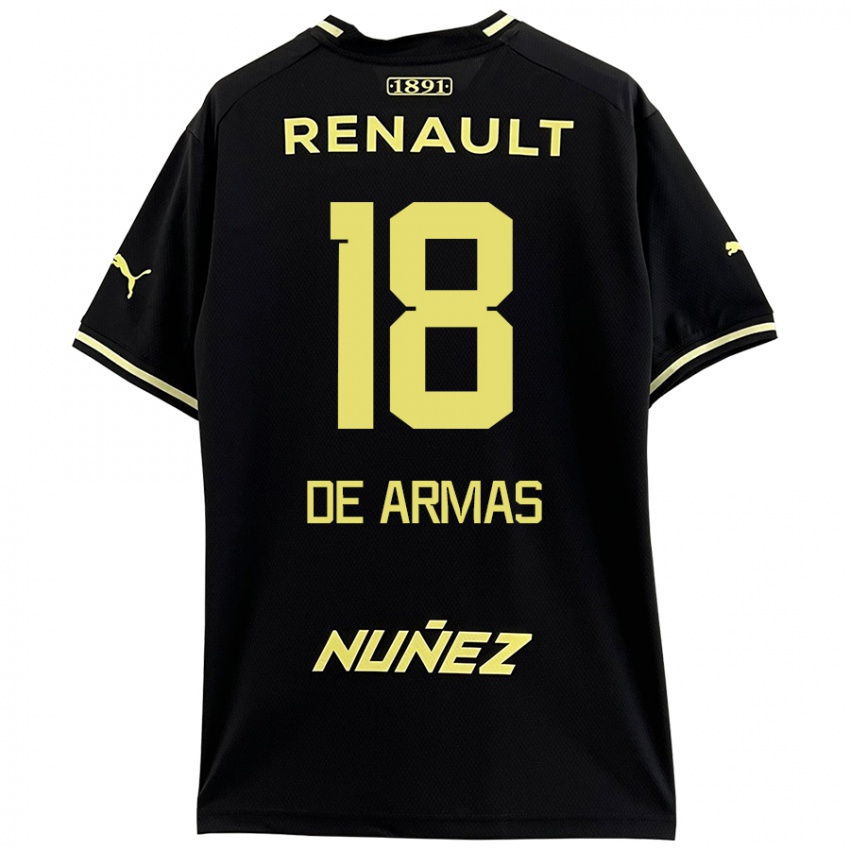 Niño Camiseta Nahuel De Armas #18 Negro Amarillo 2ª Equipación 2024/25 La Camisa