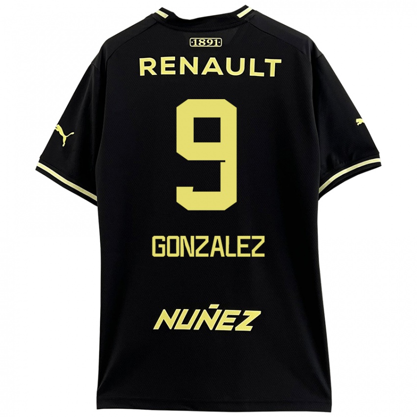 Niño Camiseta Franco González #9 Negro Amarillo 2ª Equipación 2024/25 La Camisa