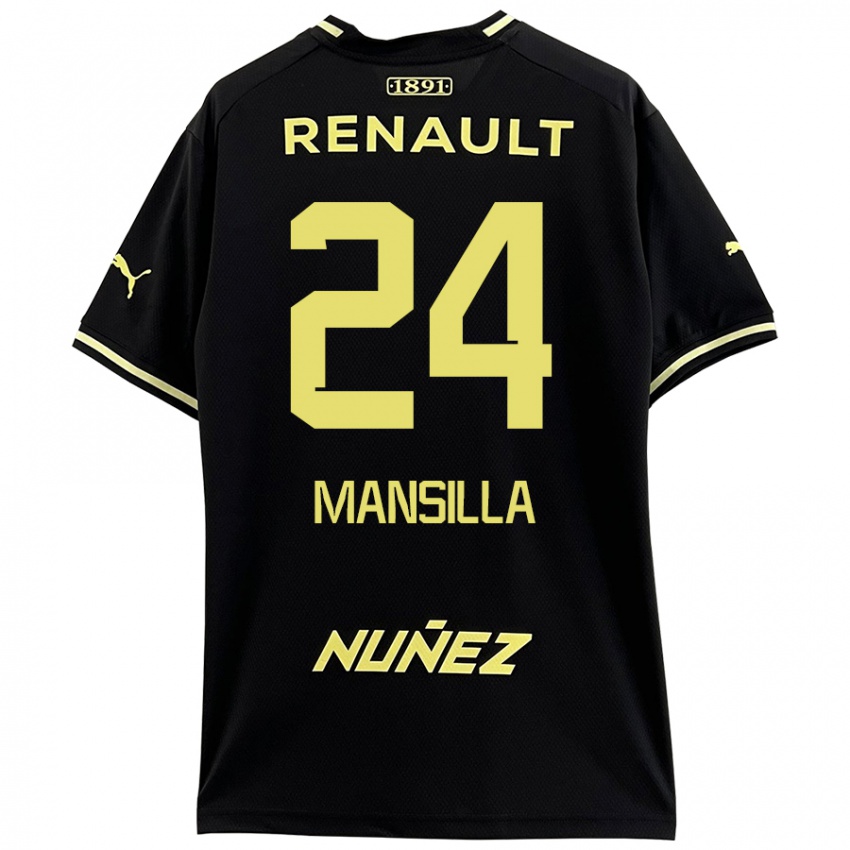 Niño Camiseta Brian Mansilla #24 Negro Amarillo 2ª Equipación 2024/25 La Camisa