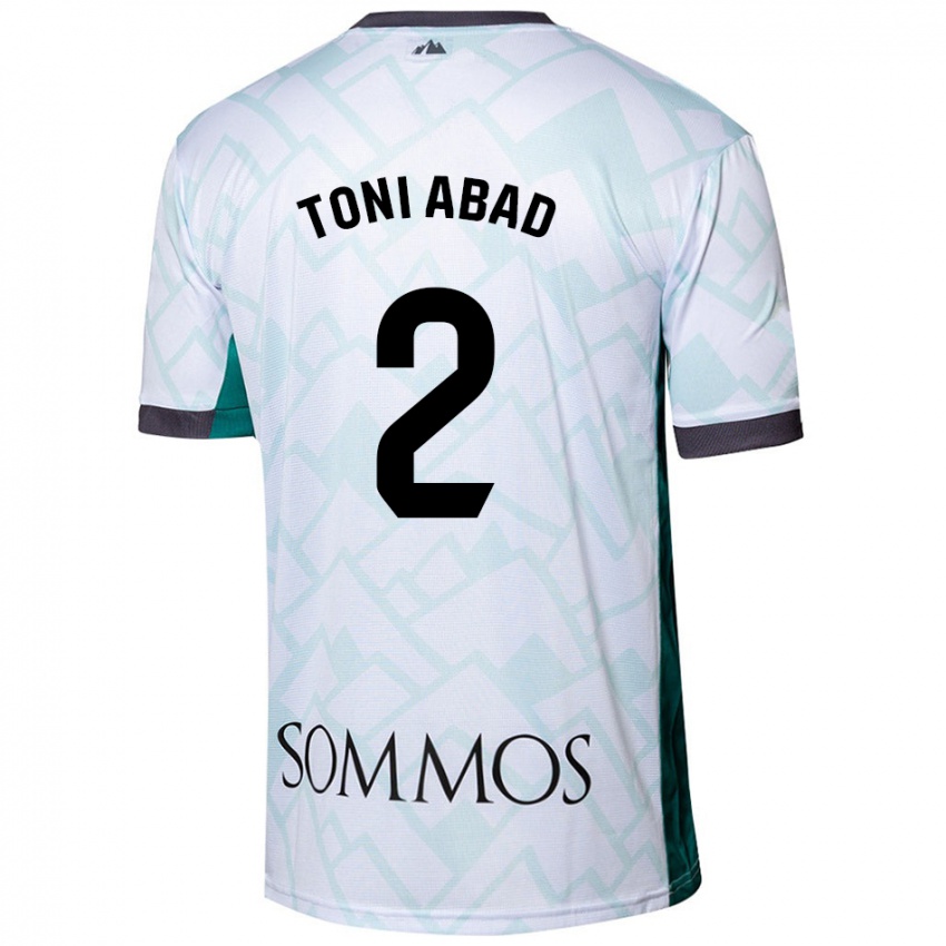 Niño Camiseta Toni Abad #2 Blanco Verde 2ª Equipación 2024/25 La Camisa