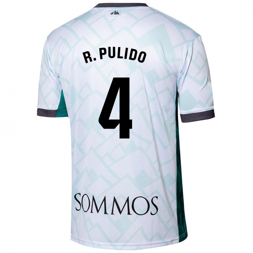 Niño Camiseta Rubén Pulido #4 Blanco Verde 2ª Equipación 2024/25 La Camisa