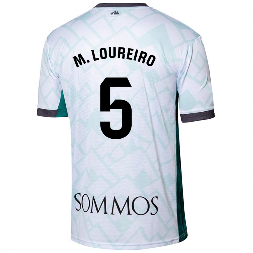 Niño Camiseta Miguel Loureiro #5 Blanco Verde 2ª Equipación 2024/25 La Camisa