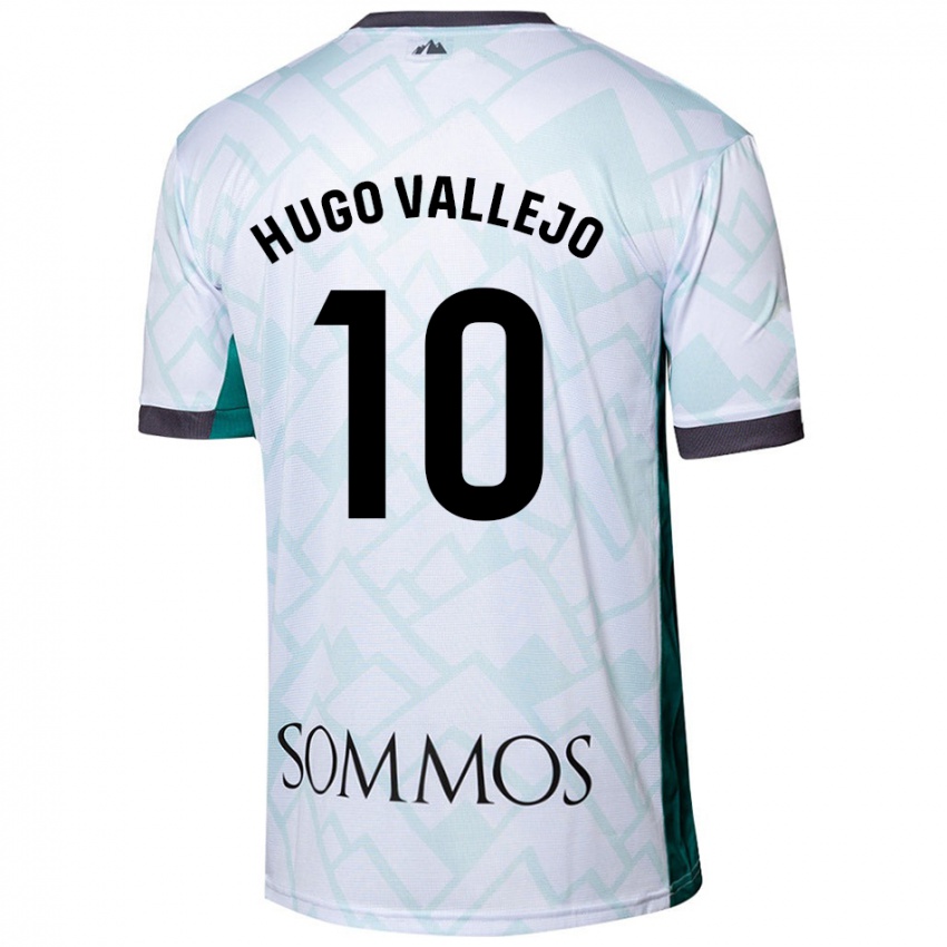 Niño Camiseta Hugo Vallejo #10 Blanco Verde 2ª Equipación 2024/25 La Camisa