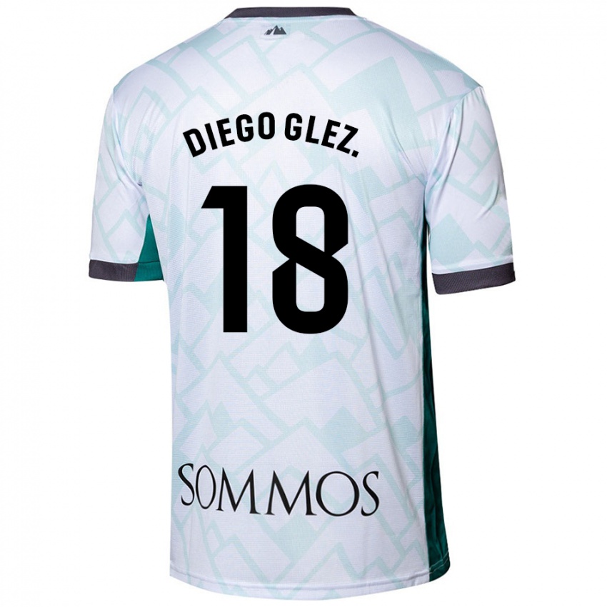 Niño Camiseta Diego González #18 Blanco Verde 2ª Equipación 2024/25 La Camisa