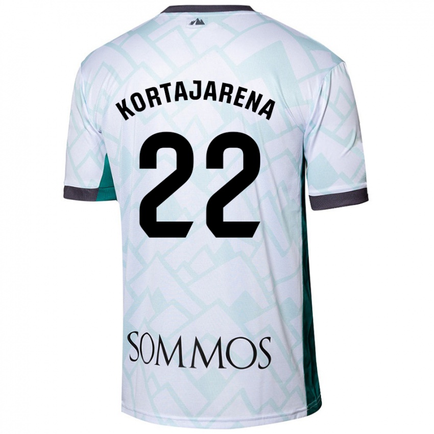 Niño Camiseta Iker Kortajarena #22 Blanco Verde 2ª Equipación 2024/25 La Camisa