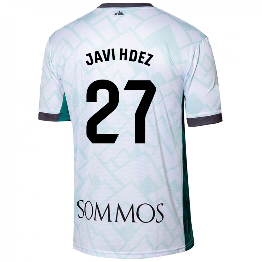 Niño Camiseta Javi Hernández #27 Blanco Verde 2ª Equipación 2024/25 La Camisa