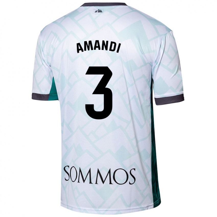 Niño Camiseta Iván Amandi #3 Blanco Verde 2ª Equipación 2024/25 La Camisa