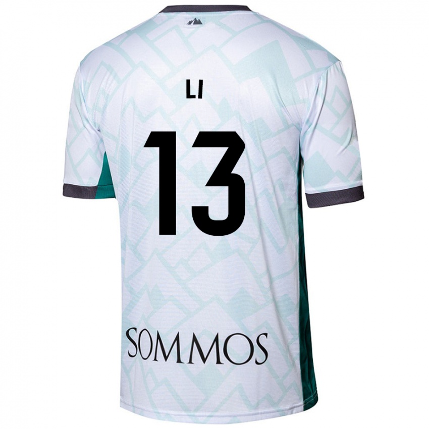 Niño Camiseta Changyi Li #13 Blanco Verde 2ª Equipación 2024/25 La Camisa