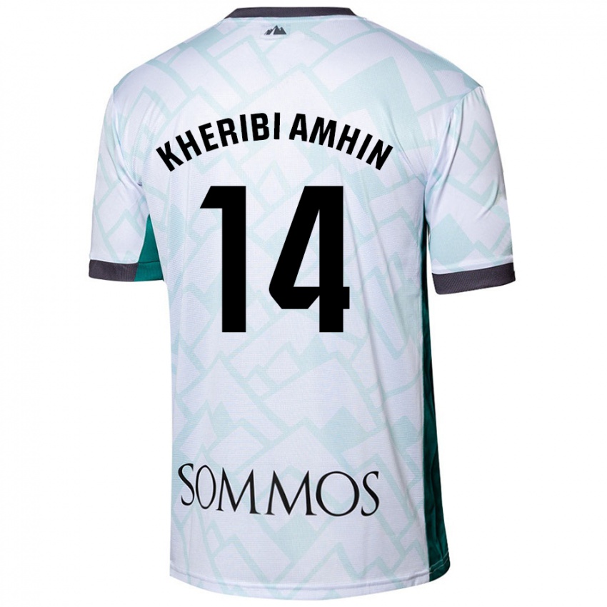 Niño Camiseta Nabil Kheribi Amhin #14 Blanco Verde 2ª Equipación 2024/25 La Camisa