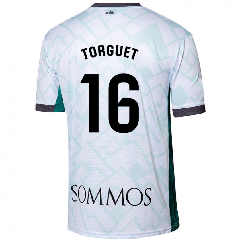 Niño Camiseta Miguel Torguet #16 Blanco Verde 2ª Equipación 2024/25 La Camisa