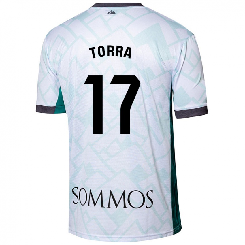 Niño Camiseta Marc Torra #17 Blanco Verde 2ª Equipación 2024/25 La Camisa