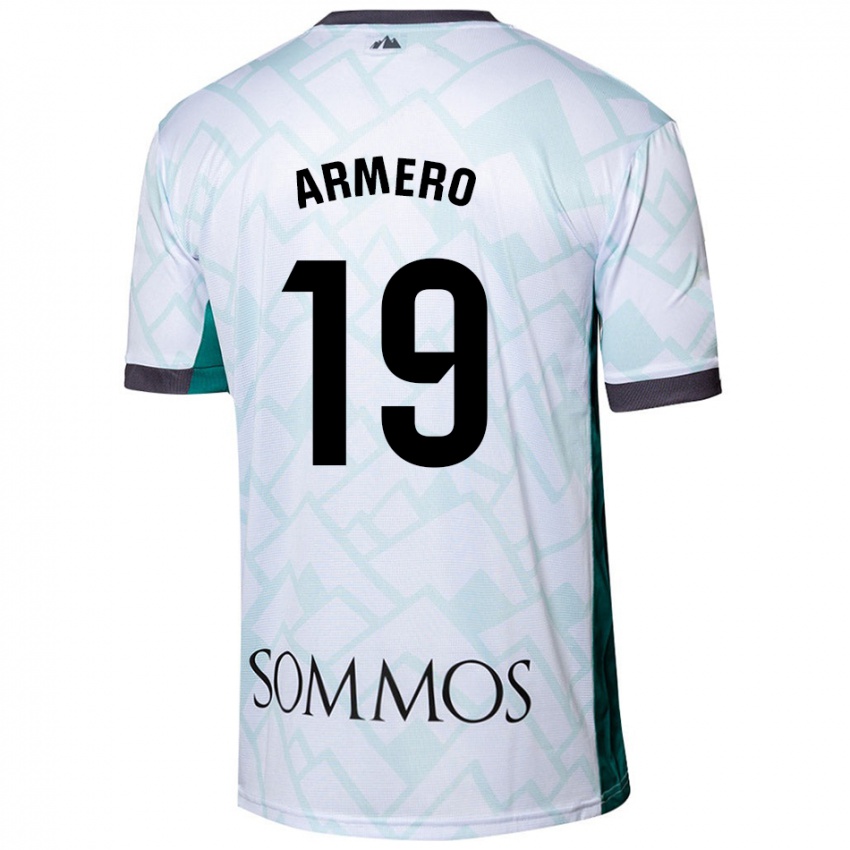 Niño Camiseta Sergi Armero #19 Blanco Verde 2ª Equipación 2024/25 La Camisa