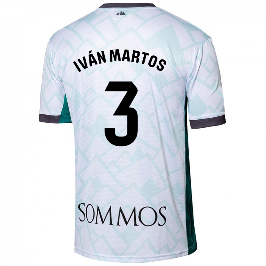 Niño Camiseta Iván Martos #3 Blanco Verde 2ª Equipación 2024/25 La Camisa