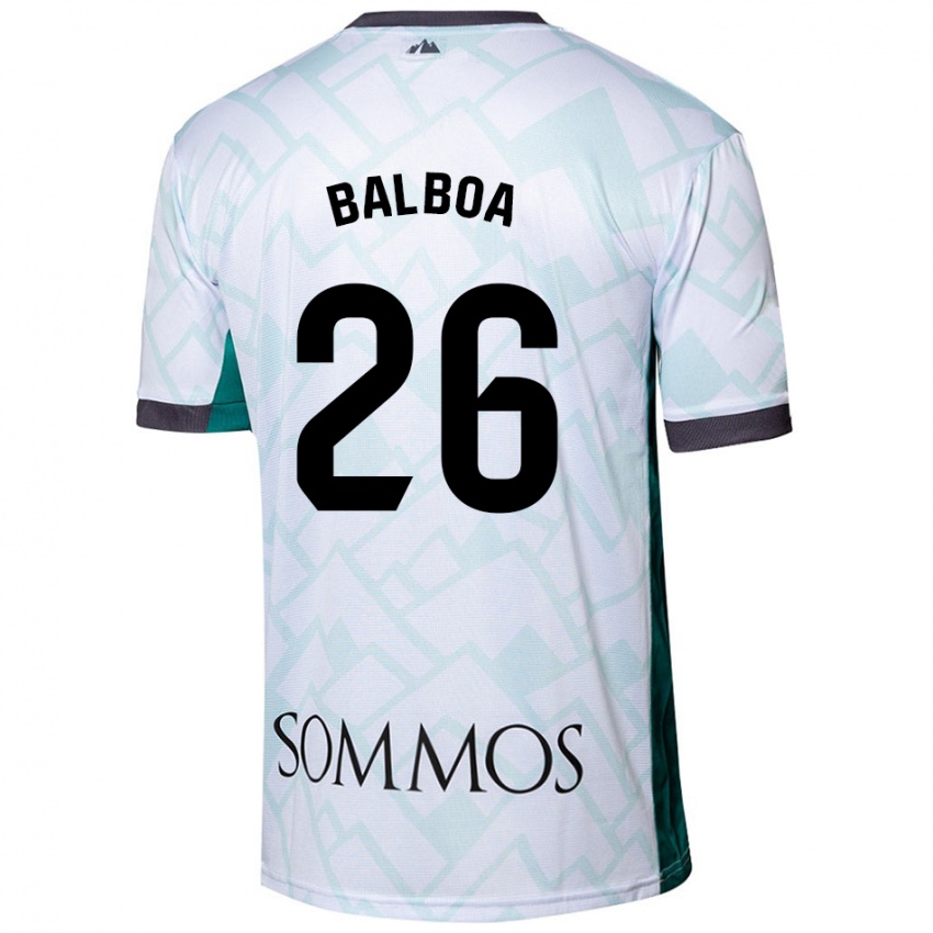 Niño Camiseta Álex Balboa #26 Blanco Verde 2ª Equipación 2024/25 La Camisa