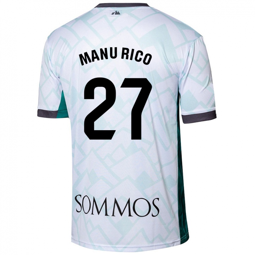 Niño Camiseta Manu Rico #27 Blanco Verde 2ª Equipación 2024/25 La Camisa