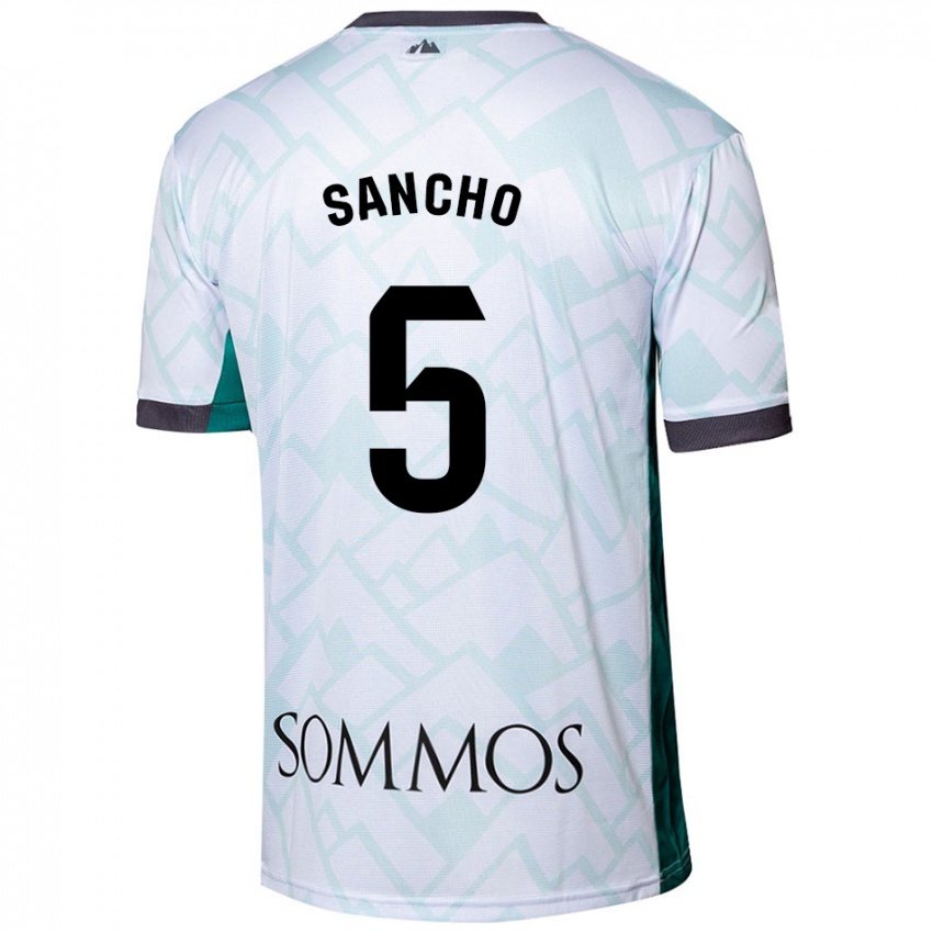 Niño Camiseta Esther Sancho #5 Blanco Verde 2ª Equipación 2024/25 La Camisa