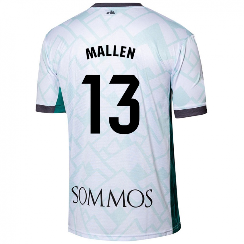 Niño Camiseta Lucía Mallén #13 Blanco Verde 2ª Equipación 2024/25 La Camisa