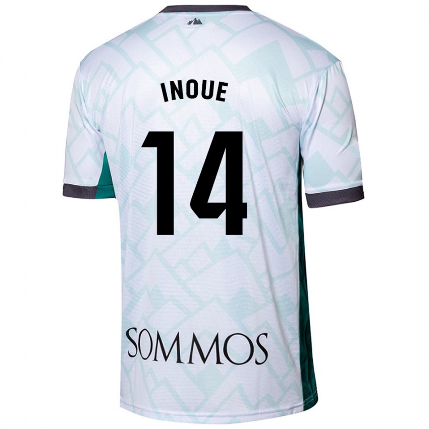 Niño Camiseta Moe Inoue #14 Blanco Verde 2ª Equipación 2024/25 La Camisa