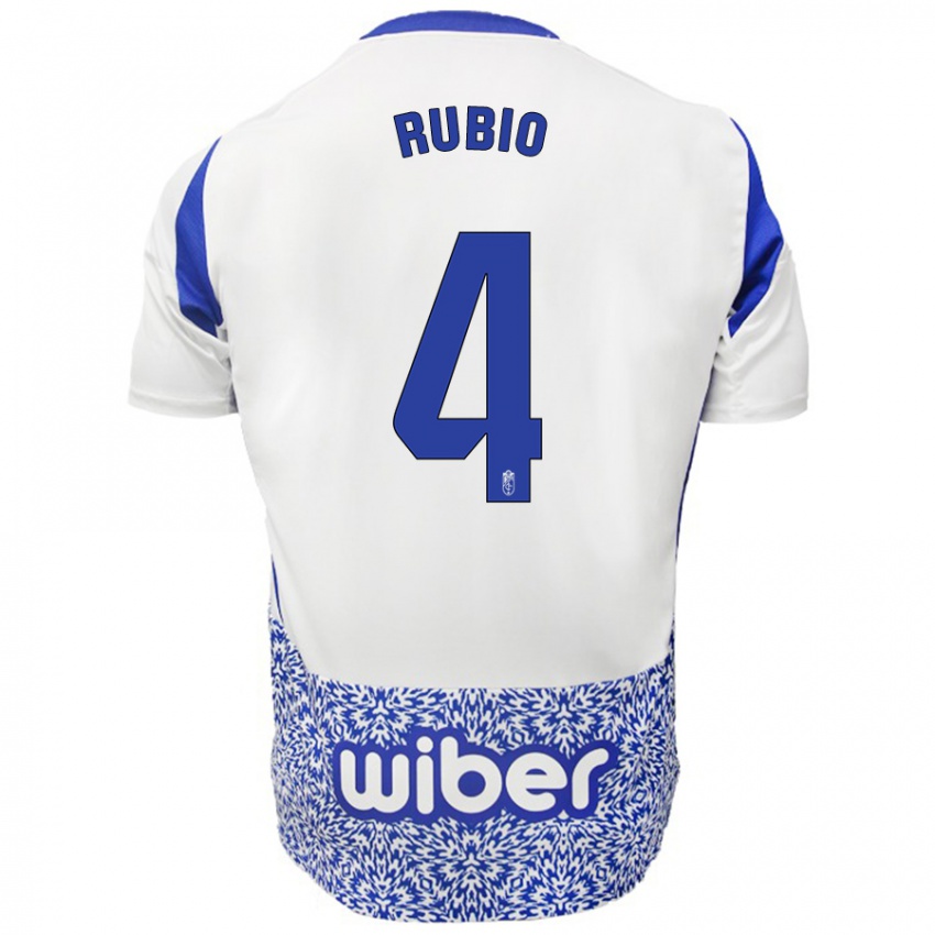 Niño Camiseta Miguel Rubio #4 Blanco Azul 2ª Equipación 2024/25 La Camisa