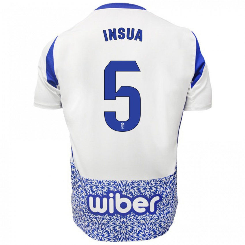 Niño Camiseta Pablo Insua #5 Blanco Azul 2ª Equipación 2024/25 La Camisa