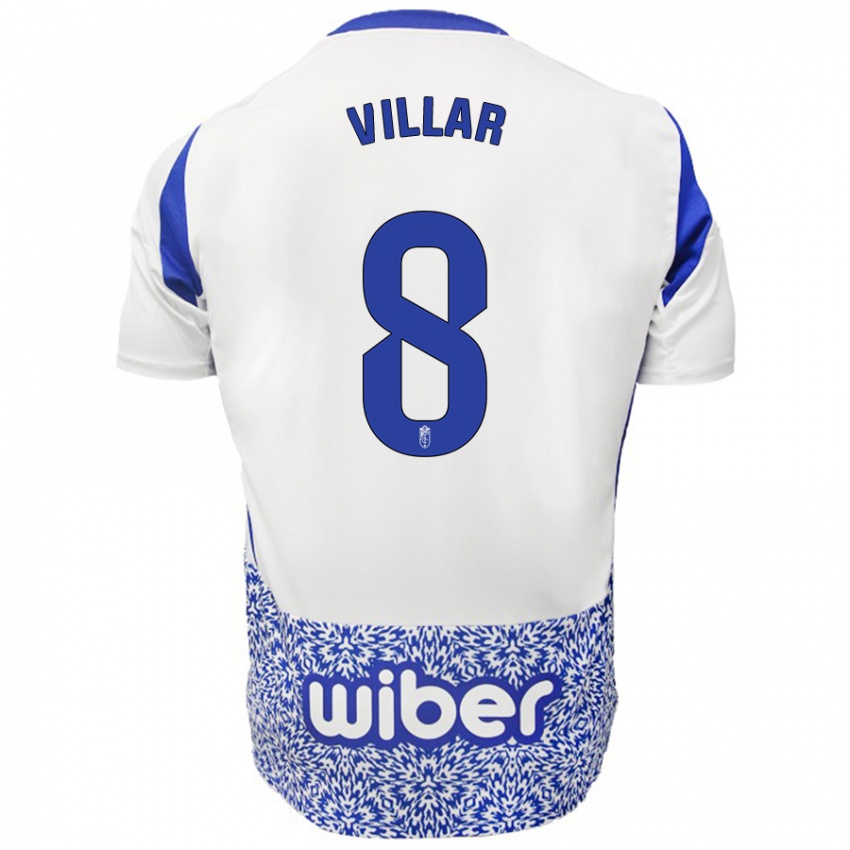 Niño Camiseta Gonzalo Villar #8 Blanco Azul 2ª Equipación 2024/25 La Camisa