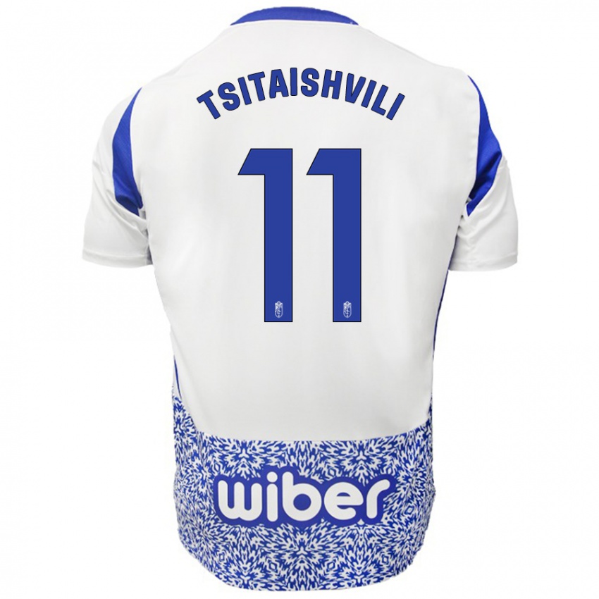 Niño Camiseta Georgiy Tsitaishvili #11 Blanco Azul 2ª Equipación 2024/25 La Camisa