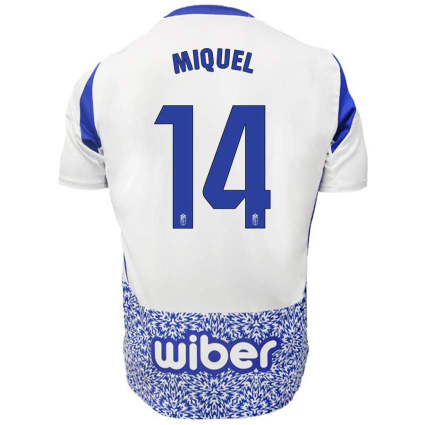 Niño Camiseta Ignasi Miquel #14 Blanco Azul 2ª Equipación 2024/25 La Camisa