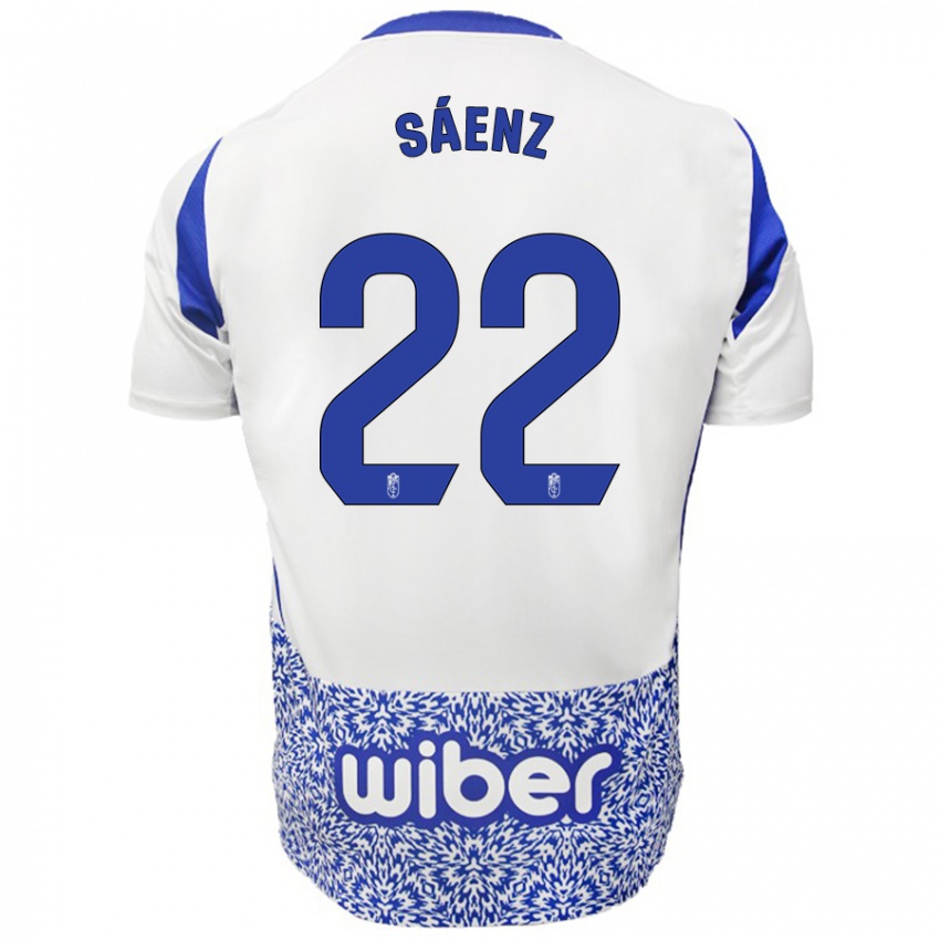 Niño Camiseta Pablo Sáenz #22 Blanco Azul 2ª Equipación 2024/25 La Camisa