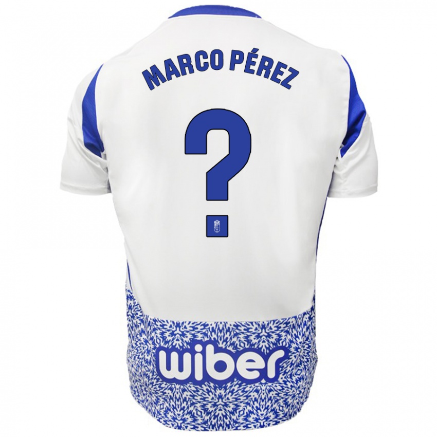 Niño Camiseta Marco Pérez #0 Blanco Azul 2ª Equipación 2024/25 La Camisa