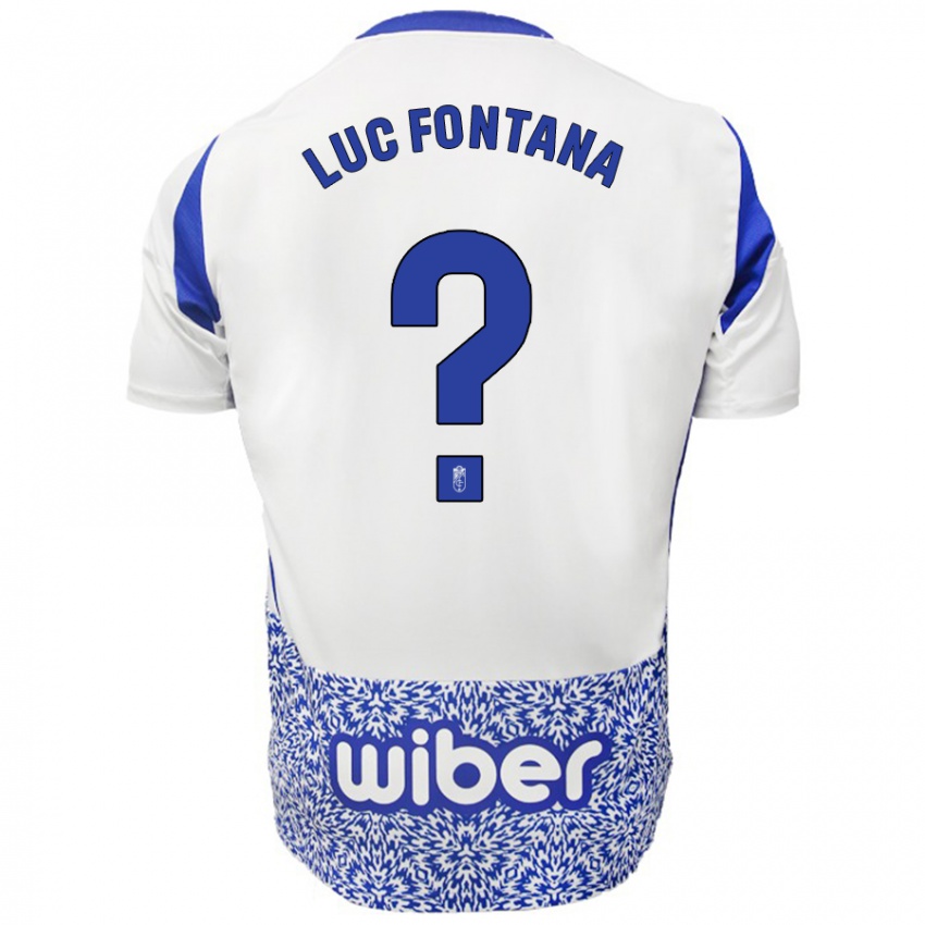 Niño Camiseta Jean Luc Fontana #0 Blanco Azul 2ª Equipación 2024/25 La Camisa