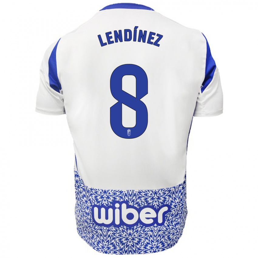 Niño Camiseta Juanma Lendínez #8 Blanco Azul 2ª Equipación 2024/25 La Camisa