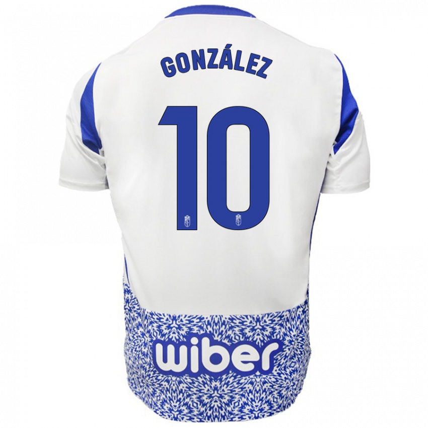 Niño Camiseta Mario González #10 Blanco Azul 2ª Equipación 2024/25 La Camisa